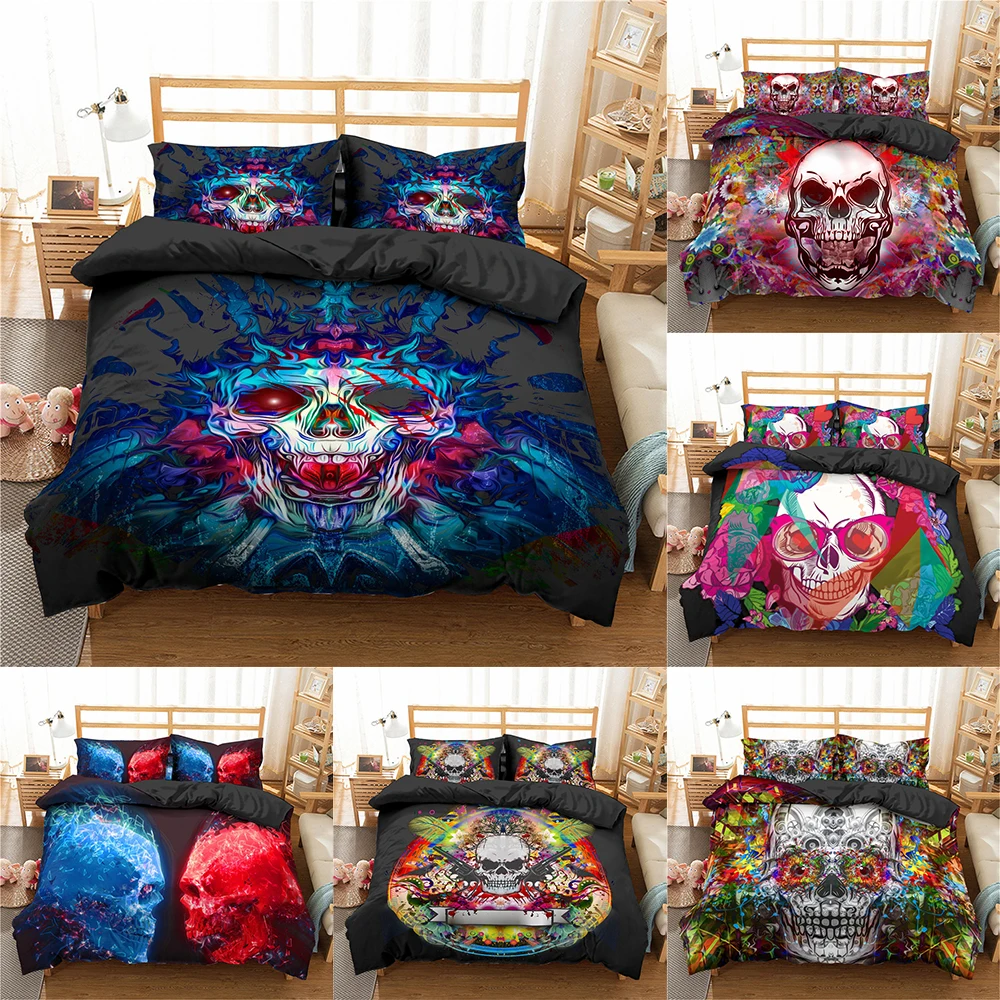 

Fashion 3D Skull Bedding Set Digital Print Duvet Cover Pillowcase 2/3 Piece Bed Set Single Twin Queen King Bedding Set King Size