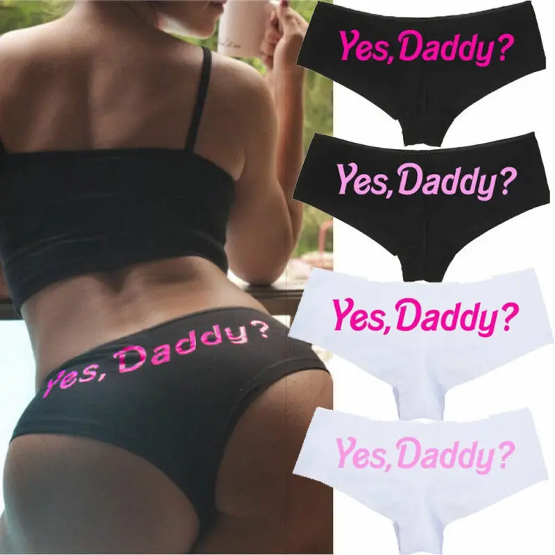 Женские трусики с буквенным принтом Yes Daddy забавное нижнее белье из хлопка