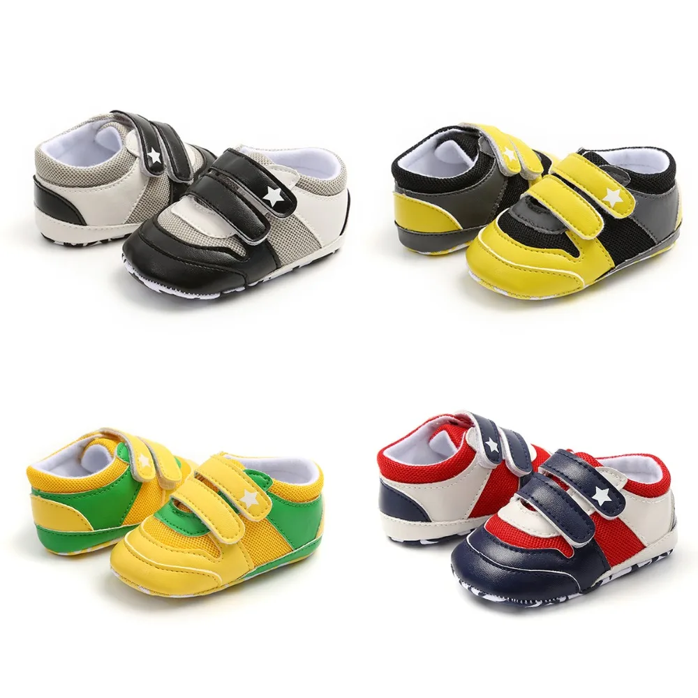 Autumn 0-18M Baby Boys Walking Shoes Breathable Anti-Slip Shoes Sneakers Toddler Soft Soled Patchwork Color infant Sneakers