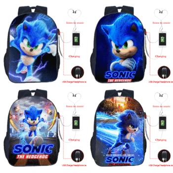 

Sonic Backpack USB Charging Jack Backpack School Backpacks Multifunctional Travel Bags Boys Girls Fashion Schoolbag
