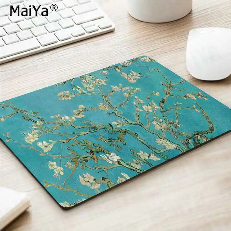 No Lock Edge25x29cm MaiYa almond blossoms van gogh paiting резиновый DIY дизайн игровой с узором коврик для мыши Лидер продаж игровой коврик для мыши - Цвет: No Lock Edge25x29cm
