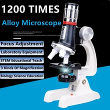 Matériel en alliage de matériel pour Microscope, objectif multicolore, jouet pour les étudiants, enseignement de la Science des tiges, 1200 fois