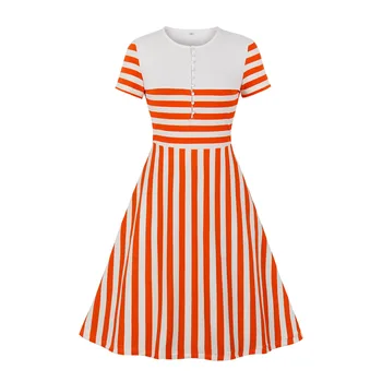 

Madam clothing OLWPIRNCESS 2020 Summer Women's Striped Dress Button Dress