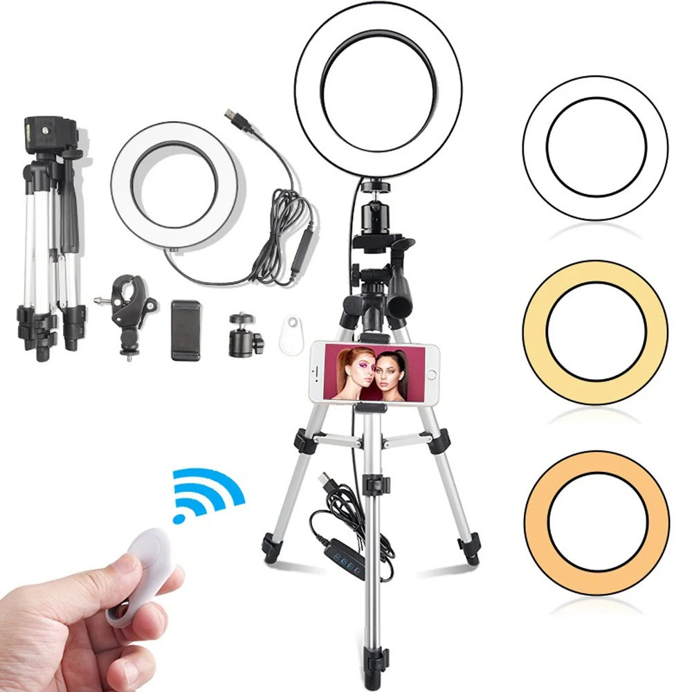 Spash 6 Inch LED Selfie Ring Light with Stretchable Tripod and Phone Holder Circular Lamp Light Ring for Makeup Photography 17