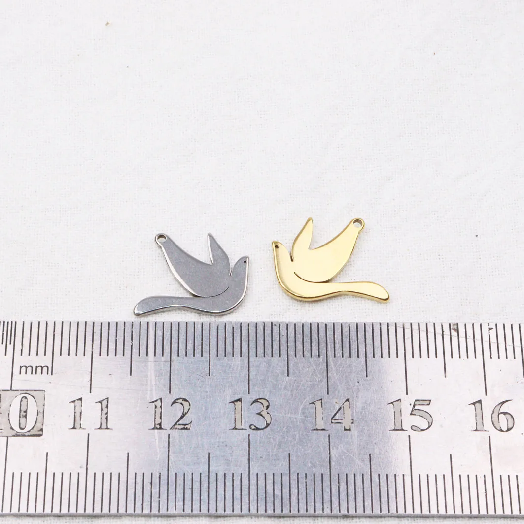 스테인리스강 예쁜 비둘기, DIY 발목 귀걸이, 무색 2 가지 색상, 도매, 15mm, 10 개