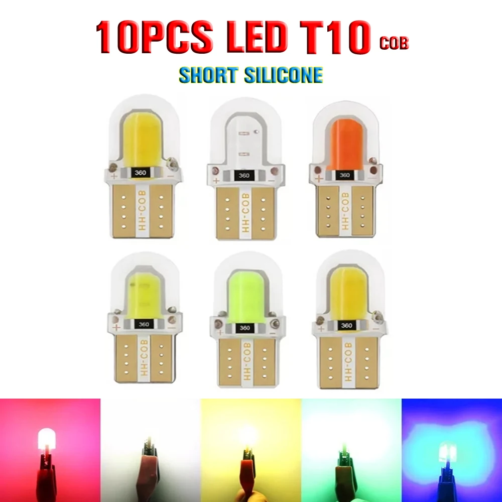 

10pcs car t10 led w5w Silica Car Interior LED 168 Wedge Door Instrument Side Bulb Lamp reading Light White/Blue/Green/Red/orage