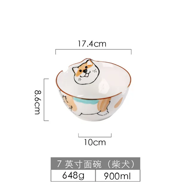 17-7 inch noodlebowl 3D мультяшная тарелка с животным, миска, ложка, набор, милая детская миска для лапши, тарелка для завтрака, тарелка для закуски, декоративная посуда, салатная керамическая тарелка - Цвет: 17-7 inch noodlebowl