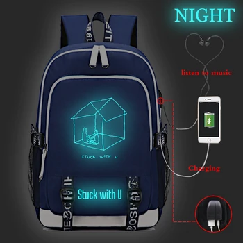 

Stuck with U Justin Bieber Men's School Backpack Laptop Travel Bag Teenage Boys School Bag Usb Charging Backbag Canvas Mochila