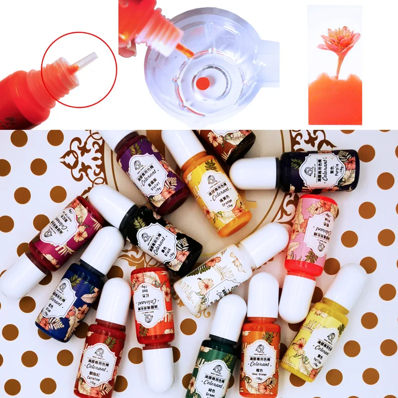 

13PCS 10ml Epoxy UV Resin Colorant Jewelry Liquid Pigment Bath Bomb Soap Dye 14 Colors DIY Jewelry Tools