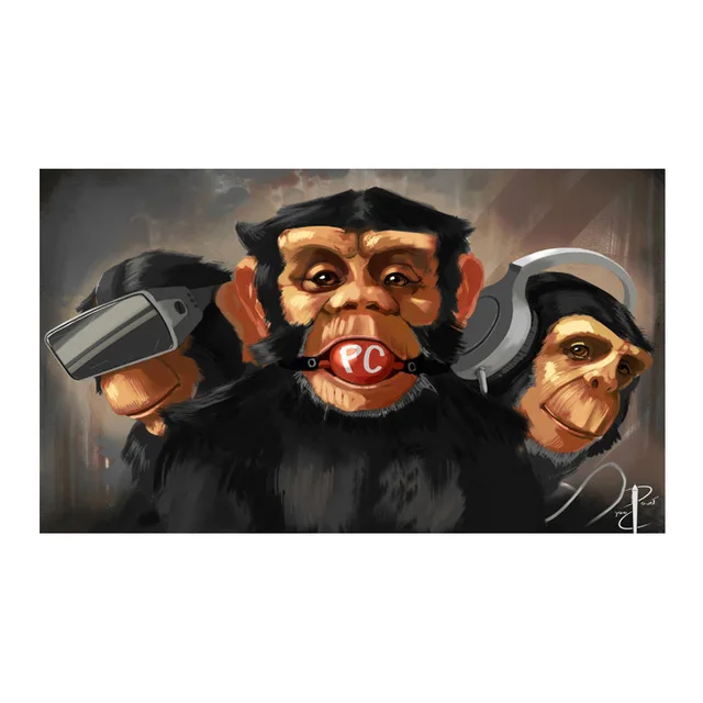Canvas Poster 3 Monkeys Poster Cool Graffiti Street Art Canvas Painting Wall Art for Living Room Home Decor Posters and Prints JL288-21