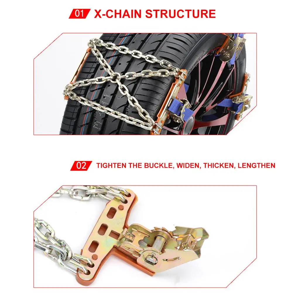 Tire Spikes Car Tire Snow Chain SUV Anti-skid Chains Universal Emergency Snow Chains Mud Manganese Steel Snow Chain Winter Car