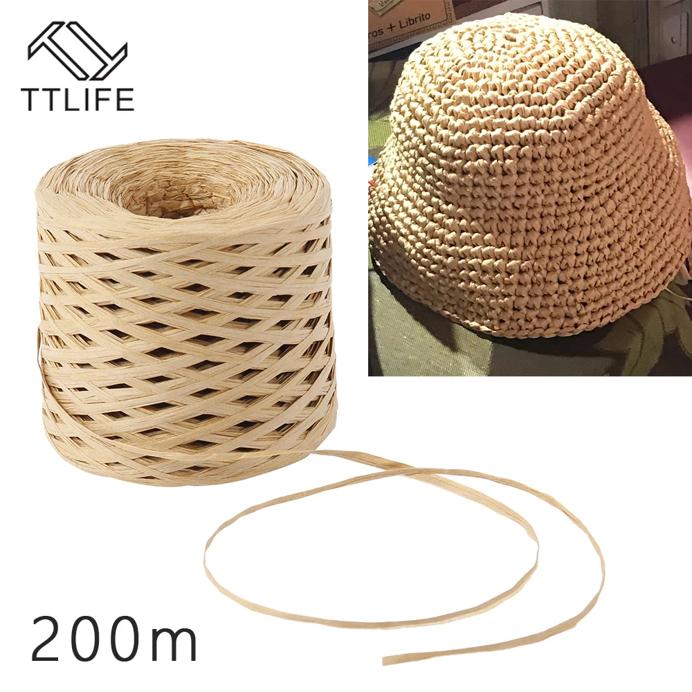200 Meters Raffia Paper Ribbon Craft Natural Wrapping Hemp Rope Gift Packaging Easter Party Wedding Decoration | Дом и сад