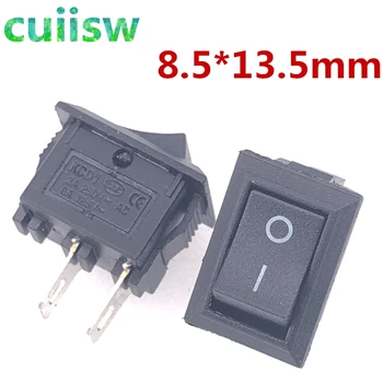 

100pcs/lot Rocker switch 8.5*13.5MM black 2-PIN AC 250V 3A Black Plastic Connectors