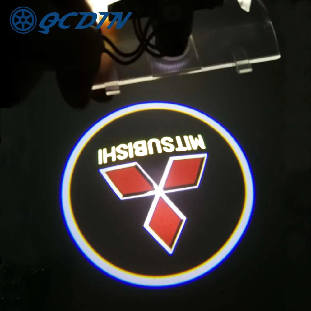 QCDIN для MITSUBISHI 2 шт. светодиодный двери автомобиля Добро пожаловать Светильник проектор с логотипом для MITSUBISHI PAJELO GRANDIS