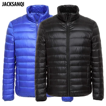 

JACKSANQI Winter Men's Hooded Outdoor Sports Down Jackets Ultra Light Warm Coats Solid Portable Hiking Duck Down Jackets RA373