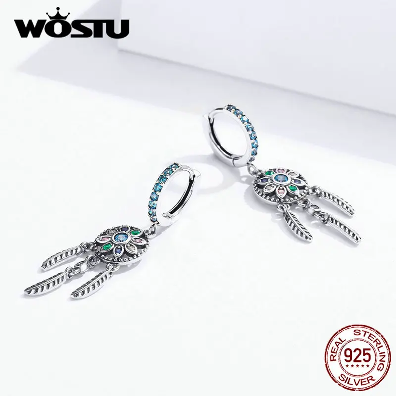 WOSTU Лидер продаж S925 серьги «Ловец снов» Аутентичные 925 Висячие серьги из серебра 925 пробы для женщин Свадебная вечеринка подарок CQE713