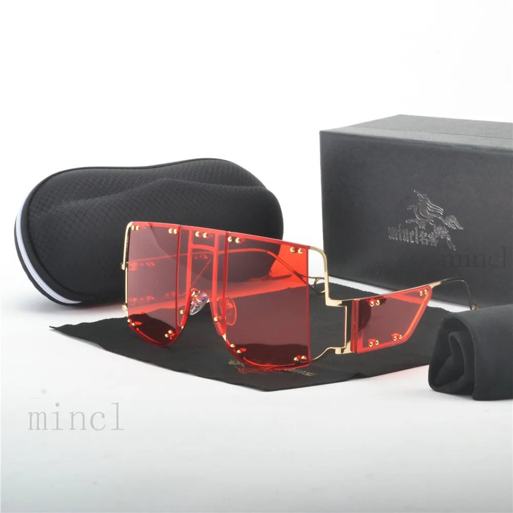 Oversized Sunglasses Women Ladies Luxury Rimless Black Sun Glasses Retro Metal Female Shades Big Shield Goggles For Women/Men NX