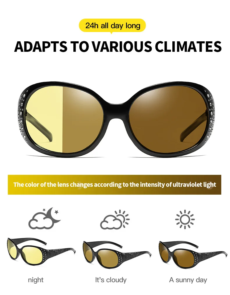 FENCHI, женские очки ночного видения, Поляризованные, антибликовые, желтые солнцезащитные очки, очки ночного видения для вождения автомобиля