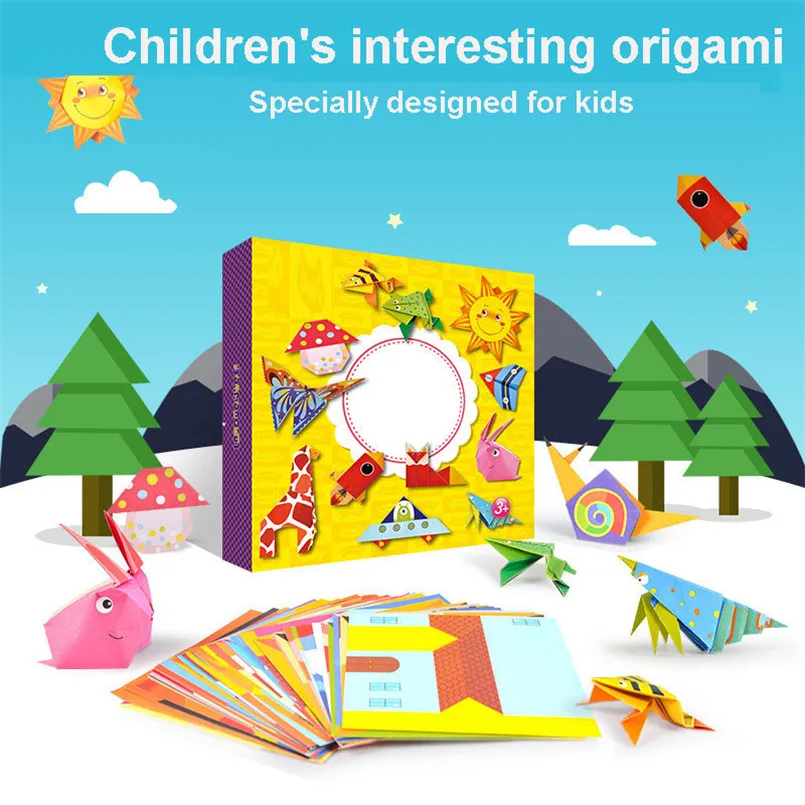 Ремесленные игрушки 54 шт. мультфильм оригами Бумага красочная книга детская игрушка животный узор 3D головоломка DIY Бумага для рукоделия развивающие игрушки