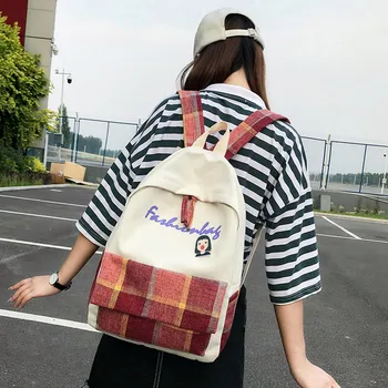 

Fashion Women School Backpacks Bag Girls Vintage Rucksack Bagpack Travel Large Capacity Backpack New Plaid Leisure Package #802