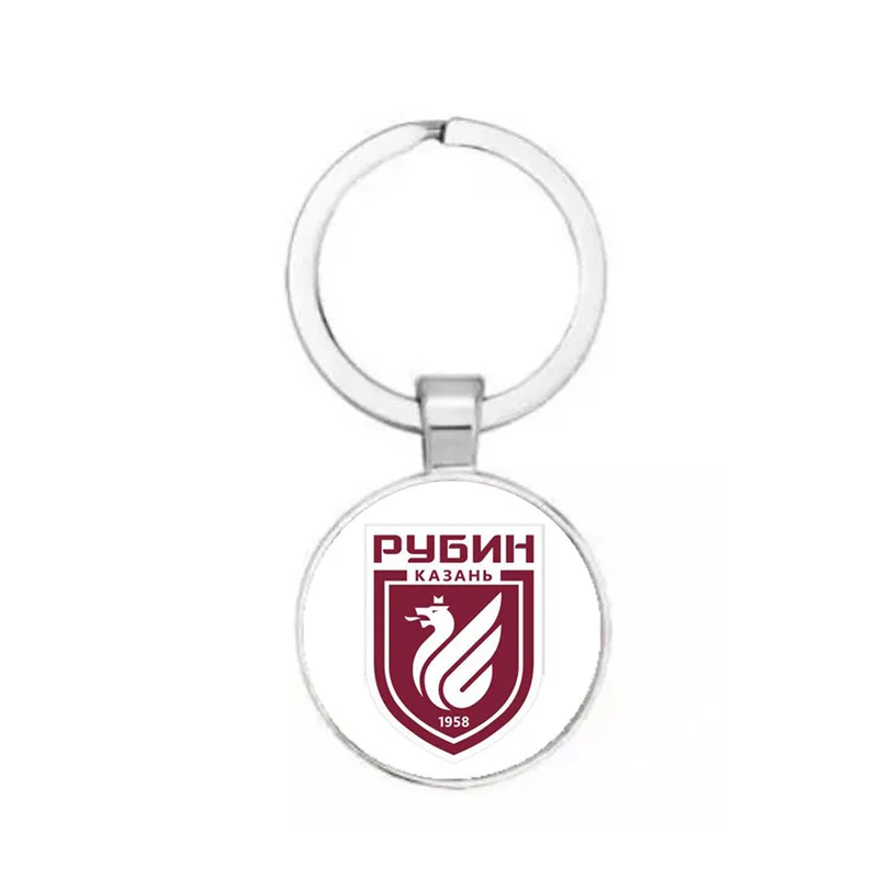 РУБИН Rubin Kazan Football Team Russian Premier League Charm Keychain &amp Keyring Round Glass Sport KeyChain Gift | Украшения и