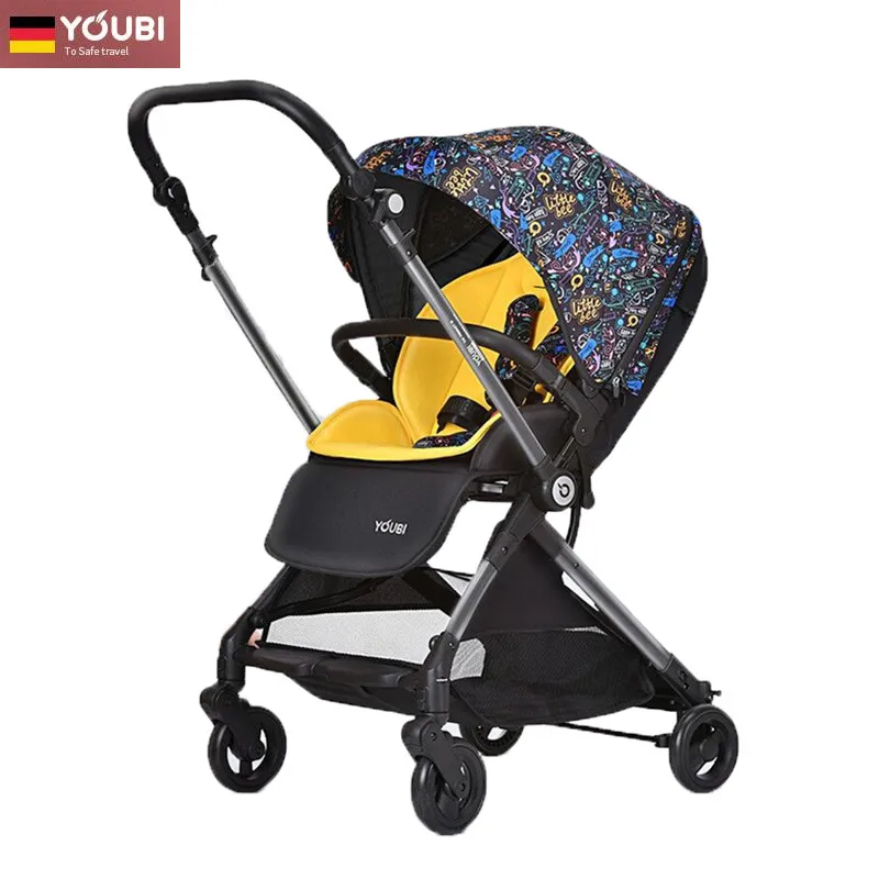 YOUBI Lightweight Two Way Stroller Compact Foldable Travel Baby Conversable Pushchair W/ 5- Point Safety Harness Sleep
