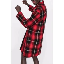 Пальто красное черное длинное za high fashion style