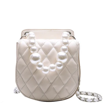 

High-end Bag Women 2020 New Korean Version of The Wild Diamond Chain Cross-body Bag Purse Bags Tool Bag PU