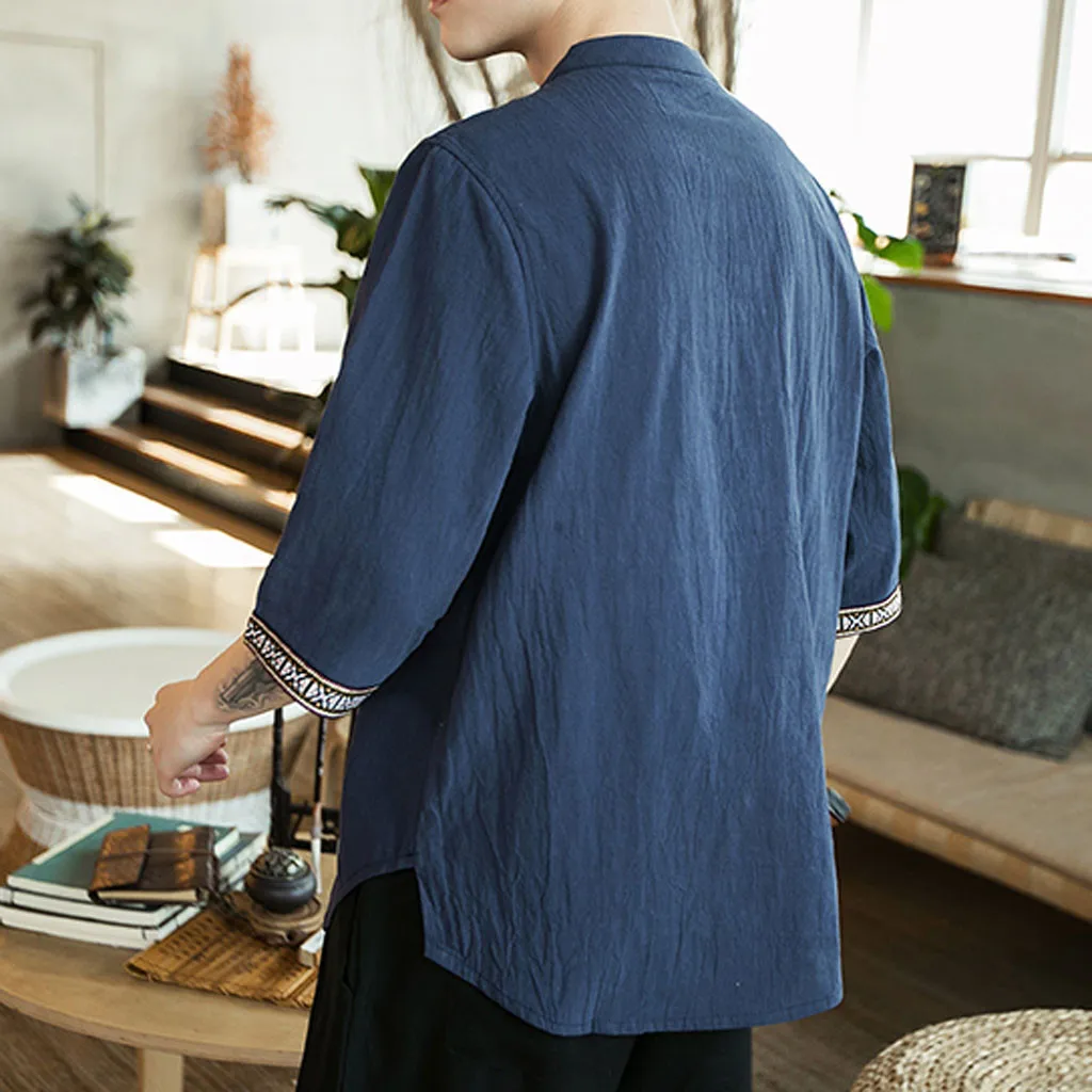 Рубашка camisa masculina мужская рубашка мужские рубашки chemise homme уличная одежда белье чистых тонов рукав три четверти рубашка Z4
