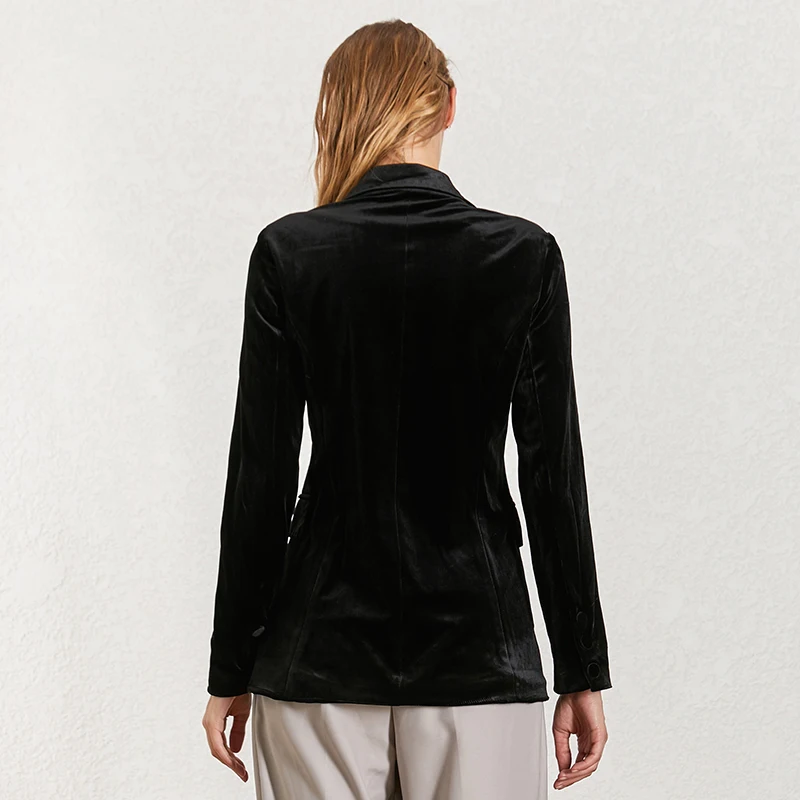 Twotwiny стиль бархатный женский костюм зазубренный воротник длинный рукав одна кнопка черный блейзер пальто женский 2019 женский OL стиль мода