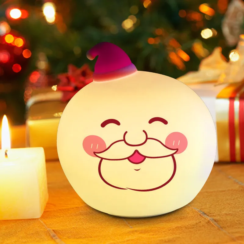 Christmas Night Lights Snowman USB LED Night Lamps Soft Silicone Touch Sensor 7 Colors Santa