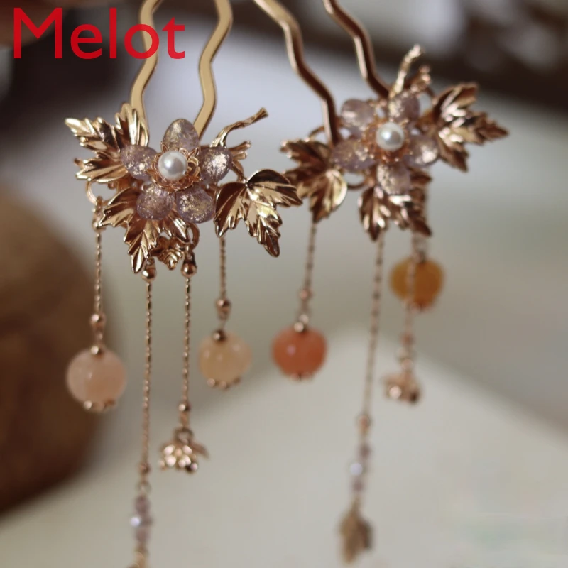 

Original Handmade Ancient Style Han Chinese Clothing Hair Accessories Pumpkin Hairpin Tassel