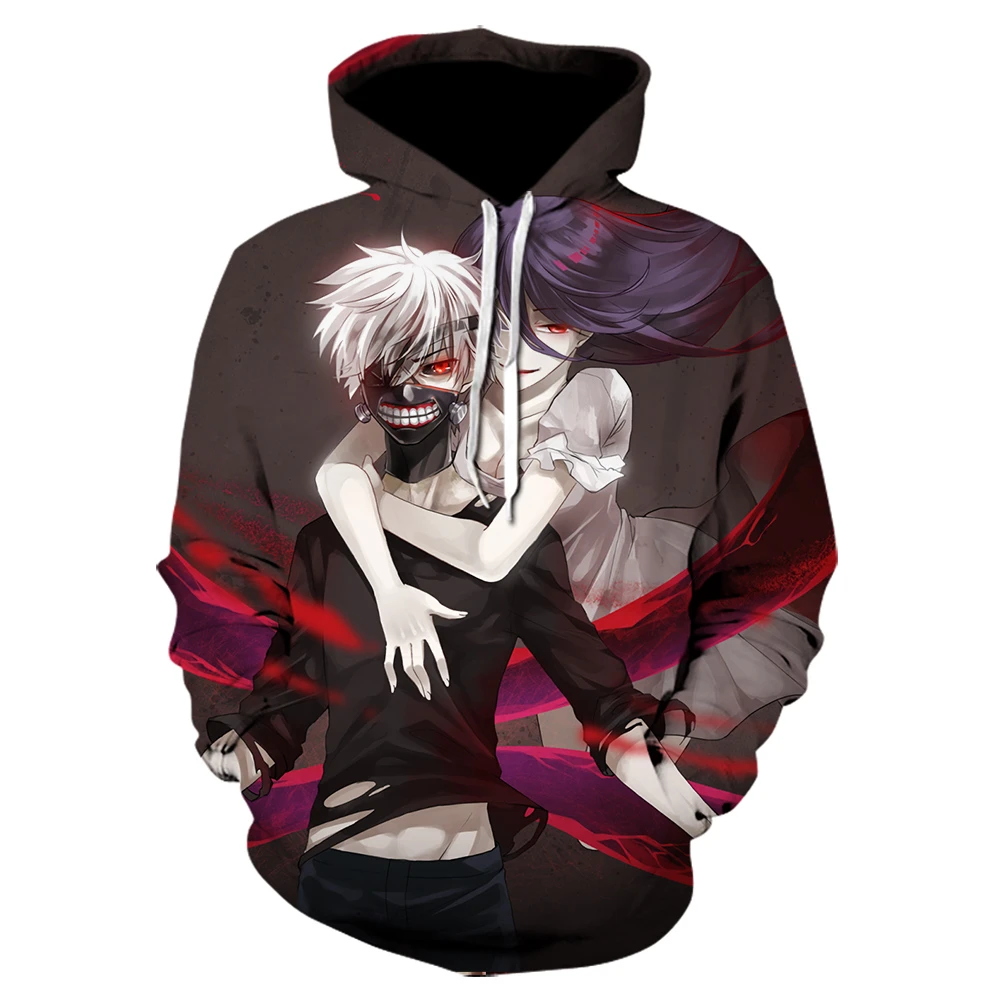 19 新 3dプリント女性男性アニメ東京グールフード付きプルオーバーパーカースウェット面白いジャケット原宿ヒップホップの服 パーカー スウェット Aliexpress