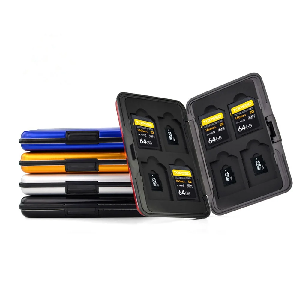 Conveniente para Transportar Suporte de Armazenamento de Cartão Caixa de Cartão de Memória de Alumínio com 16 8 + 8 para Micro Pces Compartimentos Sdhc Sdxc 2 sd - - Image 2