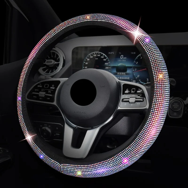 

Рулевое колесо автомобиля 36-39 см, Имитация алмазов, простой в установке, модные и дышащие аксессуары для интерьера автомобиля