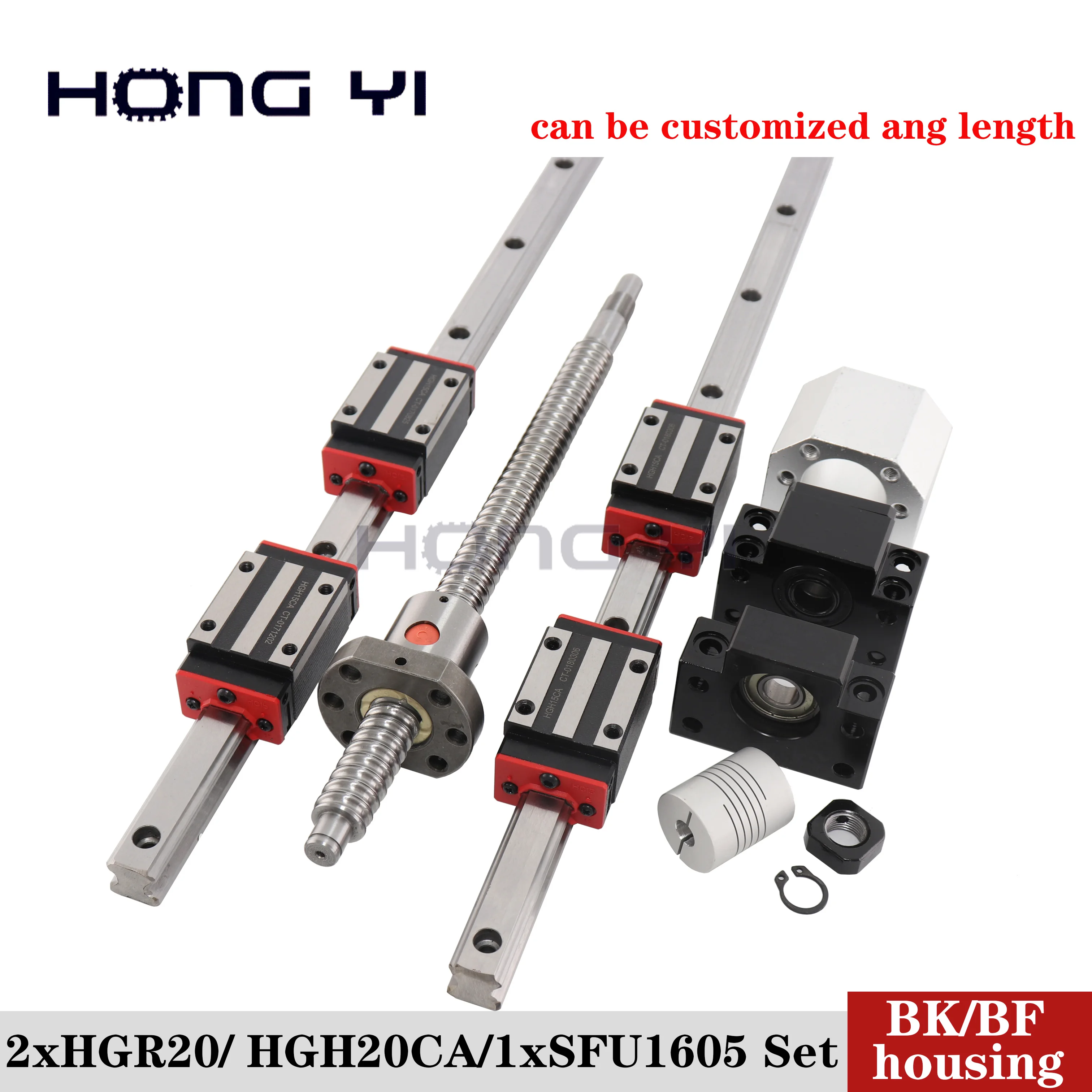 

Hiwin HGR20 Linear Wizard Any Length+Ball Screw SFU1605+DSG16H+Linear Bearing Block+BK12/BF12+Coupler in 100% Same Linear Lane