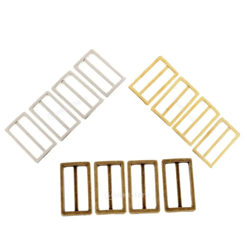 4Pc Metal Sliding Bar Tri-glide Roller Buckles 38mm Strap Webbing Slider For Bag