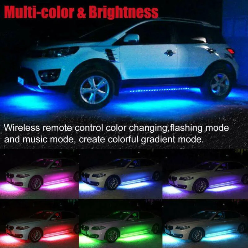 4 шт. Автомобильный декоративный RGB светодиодный светильник под лампочкой для автомобиля s неоновый светильник для грузовика водонепроницаемый