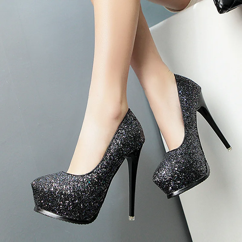 

Europe an America Sexy Stiletto Women's Shoes 16 Cm High Heels Fashion Super High Heel Shoes Waterproof Platform Single 2019 New