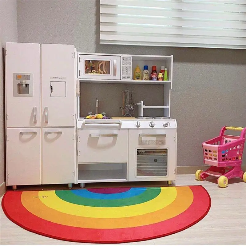 Rainbow Semicircle Shape Rug Household Area Colorful Floor Mat Doormat For Living Room Kitchen Decoration Prop | Дом и сад