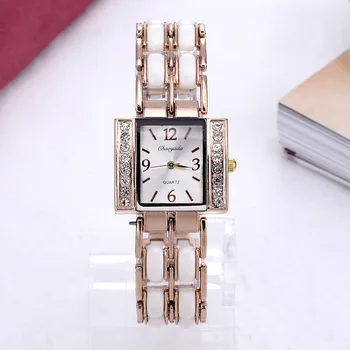 

2020 New Style Women's Bracelet Watch Fashion Novel Watch Man-made Diamond Square Dial Watch