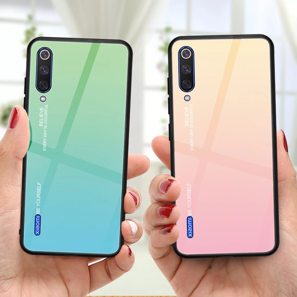 Цветной стеклянный чехол для Xiaomi mi A3 A2 A1, чехол из закаленного стекла для Xiaomi mi A3 mi A2 mi A1, чехол для телефона, силиконовый бампер