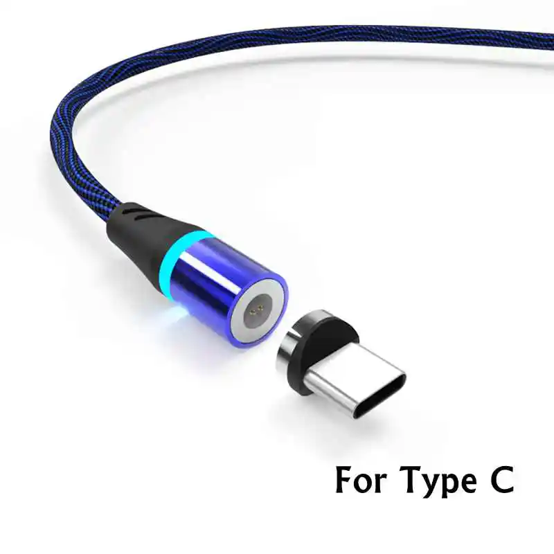 Blue type C Sindvor Магнитный кабель Micro usb type C для iPhone кабель освещения 1 м 3A провод для быстрого заряда type-C Магнитный кабель для зарядки телефона - Тип штекера: Blue type C