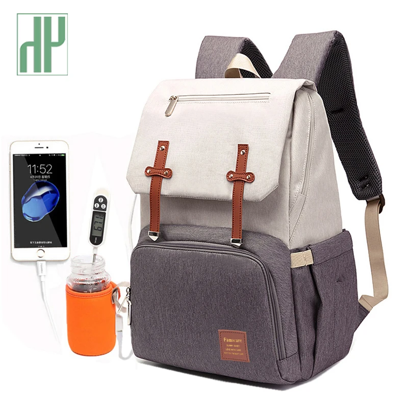 

Diaper Bag Mummy Daddy Backpack Baby Stroller Bag Waterproof Oxford Handbag Nursing Nappy Kits Maternity Bag USB Warmer Holder