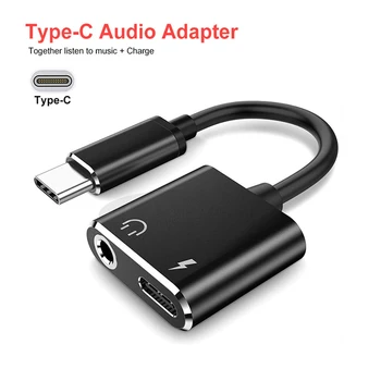 

2 in 1 Type C to 3.5MM Audio Aux Adapter Charging Port Two-in-One Type-C Audio Charging AUX Adapter Cable Songs Call Connector
