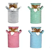 Simple Iron Vase Flower Pot Planter Pastoral Style Crafts Home Ornaments