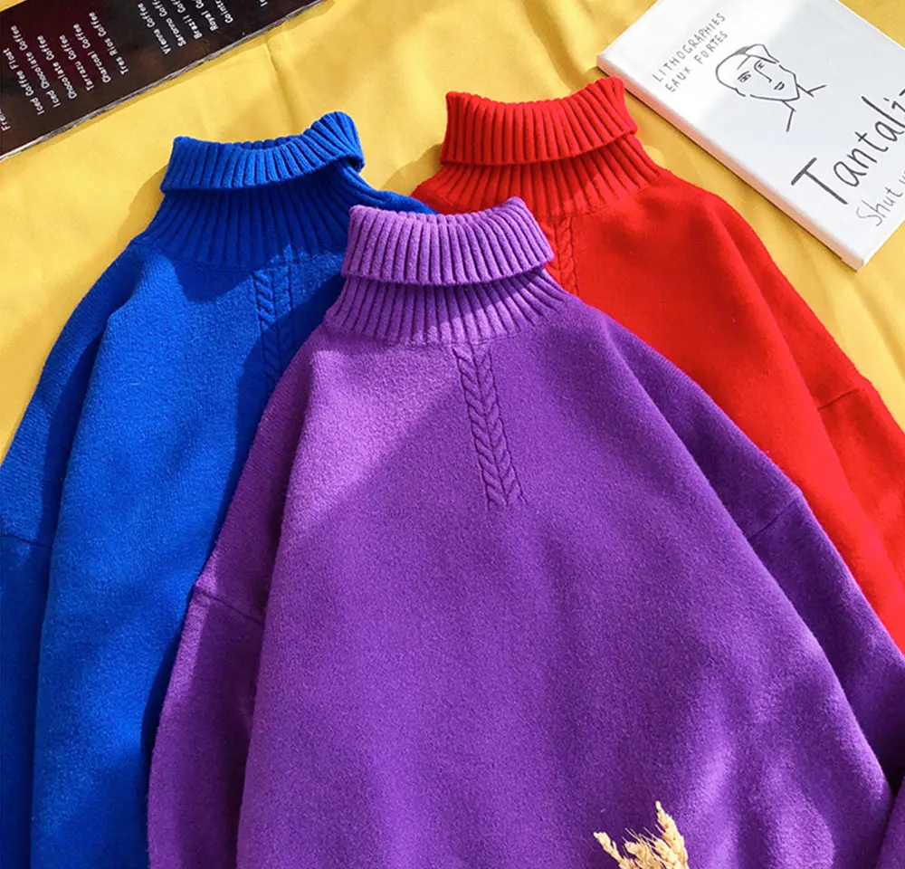 Liketkit мужские Весенние Новые свитера с высоким воротом, мужские корейские пары, модные однотонные теплые пуловеры, мужские вязаные свитера, 7 цветов