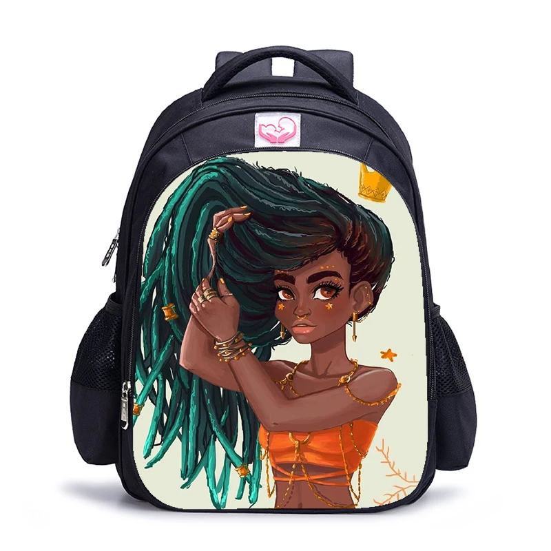 1pc backpack 19 16 дюймов афро леди девочка Африка девочки коричневые женские детские школьные сумки ортопедические школьный рюкзак для детей Mochila Infantil мультяшный чехол - Цвет: 1pc backpack 19