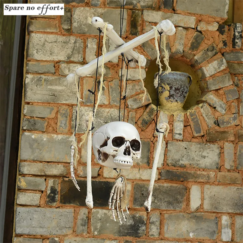 

Halloween Hanging Skull Head White Bone Hanging Skeleton Scary Demon Decoration Hanging Ghost Costume Party Pendant Monster