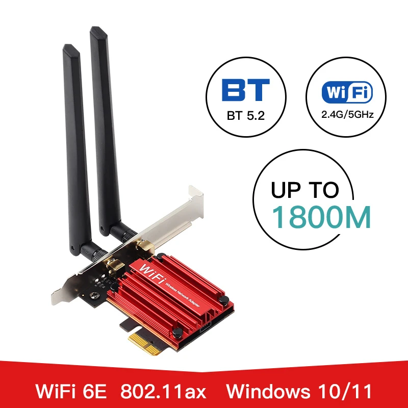 Scheda WiFi PCIE 1200Mbps Dual Band 2.4GHz/5GHz Con Bluetooth 4.0: Adattatore Di Rete Per PC Con Antenne, Compatibile PCIe X1